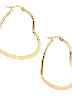 40mm Gold Tone PVD Stainless Steel Heart Hoop Earrings